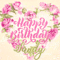 Pink rose heart shaped bouquet - Happy Birthday Card for Sandy