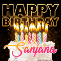 Sanjana - Animated Happy Birthday Cake GIF Image for WhatsApp