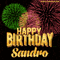 Wishing You A Happy Birthday, Sanjay! Best fireworks GIF animated greeting card.