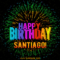New Bursting with Colors Happy Birthday Santiago GIF and Video with Music