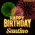 Wishing You A Happy Birthday, Santino! Best fireworks GIF animated greeting card.