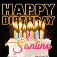 Santino - Animated Happy Birthday Cake GIF for WhatsApp