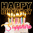 Sapphire - Animated Happy Birthday Cake GIF Image for WhatsApp