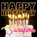 Sarafina - Animated Happy Birthday Cake GIF Image for WhatsApp