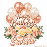 Beautiful cursive Happy Birthday Sarai text beautifully decorated with flowers