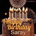 Chocolate Happy Birthday Cake for Saray (GIF)
