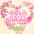 Pink rose heart shaped bouquet - Happy Birthday Card for Saray