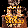 Chocolate Happy Birthday Cake for Sargun (GIF)