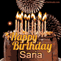 Chocolate Happy Birthday Cake for Saria (GIF)
