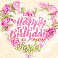 Pink rose heart shaped bouquet - Happy Birthday Card for Saria