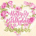 Pink rose heart shaped bouquet - Happy Birthday Card for Savannah