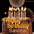 Chocolate Happy Birthday Cake for Savina (GIF)