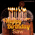 Chocolate Happy Birthday Cake for Saw (GIF)