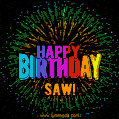 New Bursting with Colors Happy Birthday Saw GIF and Video with Music