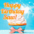 Happy Birthday, Saw! Elegant cupcake with a sparkler.