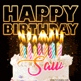 Saw - Animated Happy Birthday Cake GIF for WhatsApp