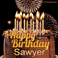 Chocolate Happy Birthday Cake for Sawyer (GIF)