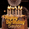 Chocolate Happy Birthday Cake for Saylor (GIF)