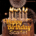 Chocolate Happy Birthday Cake for Scarlet (GIF)