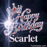 Sparkling diamonds and colorful gemstones encrusted in cursive cursive letters with a luxury silver tiara, made for Scarlet.