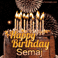 Chocolate Happy Birthday Cake for Semaj (GIF)