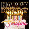 Serafina - Animated Happy Birthday Cake GIF Image for WhatsApp