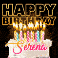 Serena - Animated Happy Birthday Cake GIF Image for WhatsApp