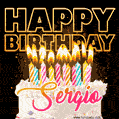 Sergio - Animated Happy Birthday Cake GIF for WhatsApp