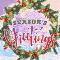 Beautiful Holly Wreath Season's Greetings Card