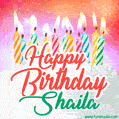 Happy Birthday GIF for Shaila with Birthday Cake and Lit Candles