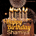 Chocolate Happy Birthday Cake for Shamiya (GIF)