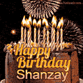 Chocolate Happy Birthday Cake for Shanzay (GIF)