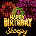 Wishing You A Happy Birthday, Shanzay! Best fireworks GIF animated greeting card.