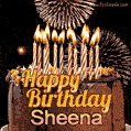 Chocolate Happy Birthday Cake for Sheena (GIF)