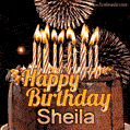 Chocolate Happy Birthday Cake for Sheila (GIF)