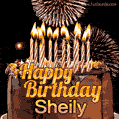 Chocolate Happy Birthday Cake for Sheily (GIF)