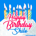 Happy Birthday GIF for Shilo with Birthday Cake and Lit Candles