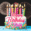 Amazing Animated GIF Image for Shilo with Birthday Cake and Fireworks