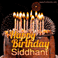 Chocolate Happy Birthday Cake for Siddhant (GIF)