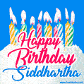 Happy Birthday GIF for Siddhartha with Birthday Cake and Lit Candles