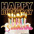 Siddhartha - Animated Happy Birthday Cake GIF for WhatsApp