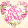 Pink rose heart shaped bouquet - Happy Birthday Card for Siena