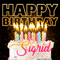Sigrid - Animated Happy Birthday Cake GIF Image for WhatsApp