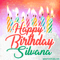 Happy Birthday GIF for Silvana with Birthday Cake and Lit Candles