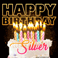 Silver - Animated Happy Birthday Cake GIF for WhatsApp