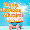Happy Birthday, Silvestre! Elegant cupcake with a sparkler.