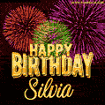 Wishing You A Happy Birthday, Silvia! Best fireworks GIF animated greeting card.