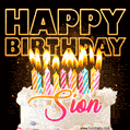 Sion - Animated Happy Birthday Cake GIF for WhatsApp