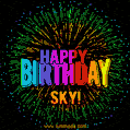 New Bursting with Colors Happy Birthday Sky GIF and Video with Music