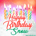 Happy Birthday GIF for Snow with Birthday Cake and Lit Candles
